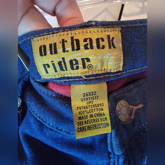 NWT Outback Rider Buffalo Plaid Fleeced Lined Men's Blue Jeans 36x32 - Picture 3 of 6